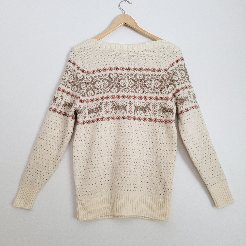 Vintage Shetland Wool Fairisle Boatneck Sweater - S